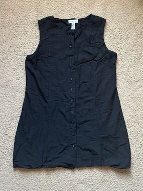 Sincerely Jules Black Sleeveless Button Down Linen Blend Mini Dress
